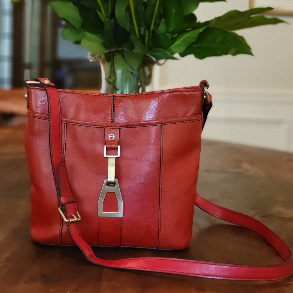 Red Etienne Aigner Crossbody Handbag